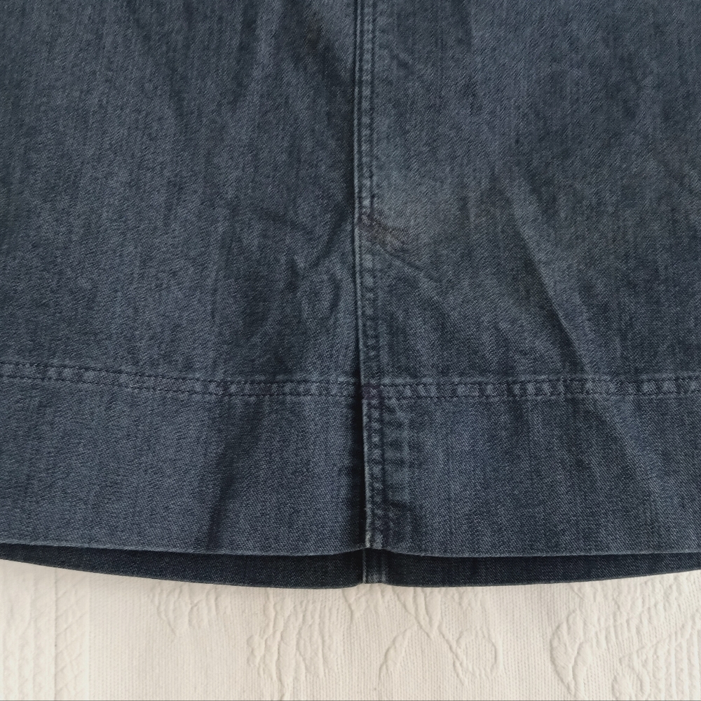 George Denim Midi Skirt gold Chain Accent Knee Length Dark Wash Y2K Pockets 12 - Picture 6 of 11
